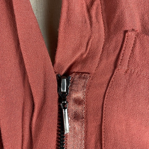 ANN TAYLOR Drapey Zipper Front Long Sleeve Dress Coral Womens Small - Picture 2 of 10